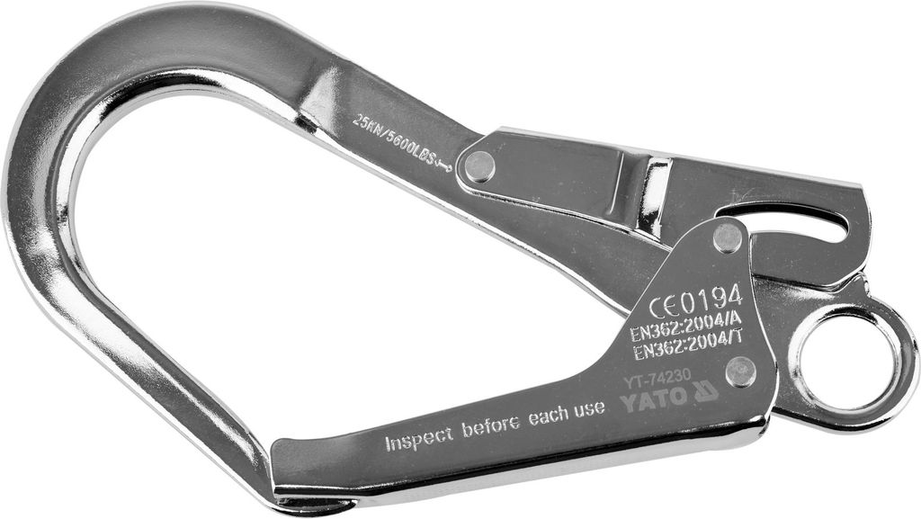 Yato YT-74230, Karabinerhaken, Fester Haken, Kohlenstoffstahl, Ösenhaken, Edelstahl, 100 kg