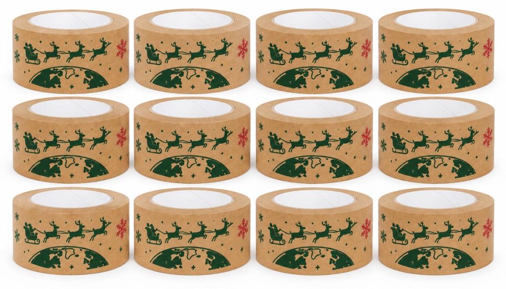 Kartonnen plakband, kerstthema, 48mm x 50m, verpakkingsband Productafbeelding 