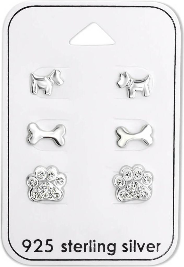 Ohrringe Ohrstecker Set 925 Sterling Silber Hundeliebhaber Produktbild 