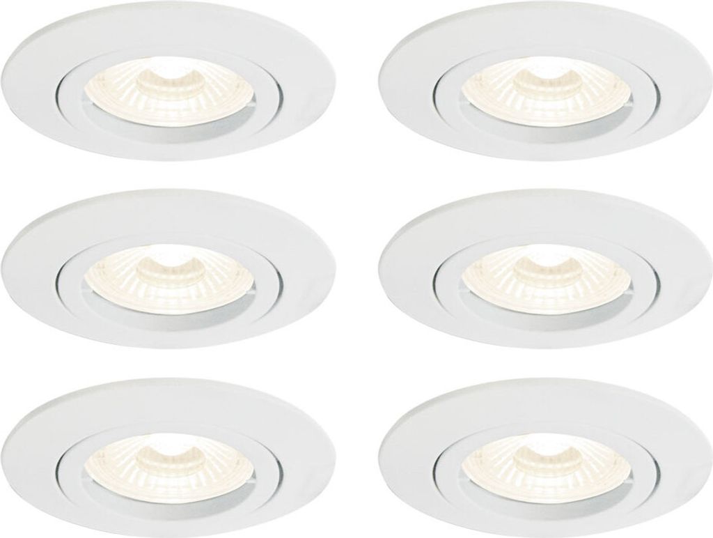 6er Set LED Einbaustrahler, Metall weiß, D 8,2 cm, KANT