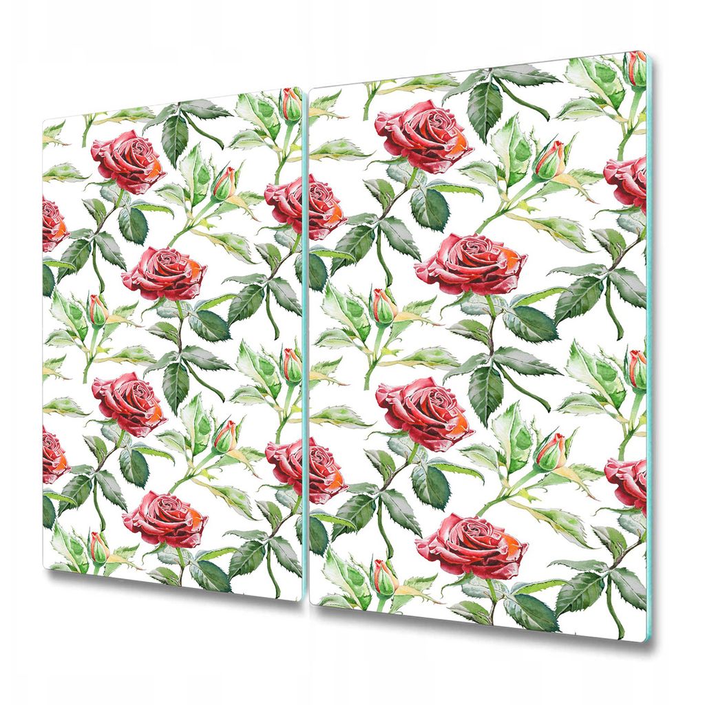 Küche Teller - Schneidebrett Glas - Herd Abdeckung -Rose Floral