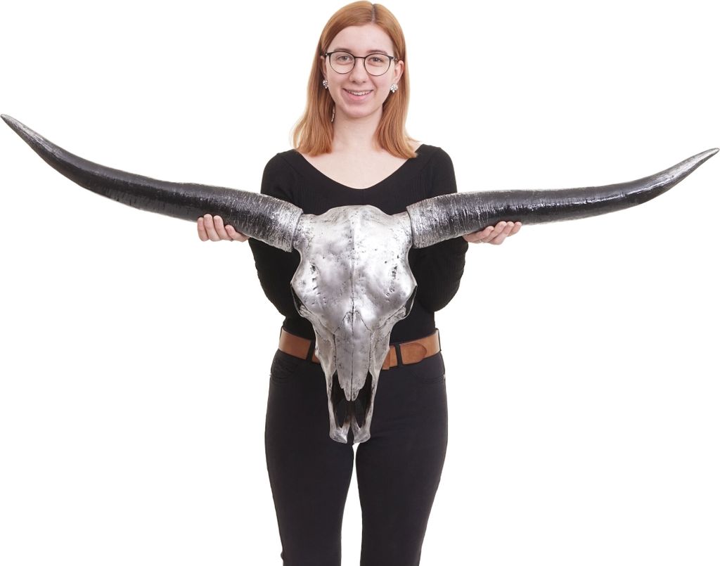 Deko Schädel 132cm HWC-A14, Polyresin Stier Bulle Longhorn Produktbild 