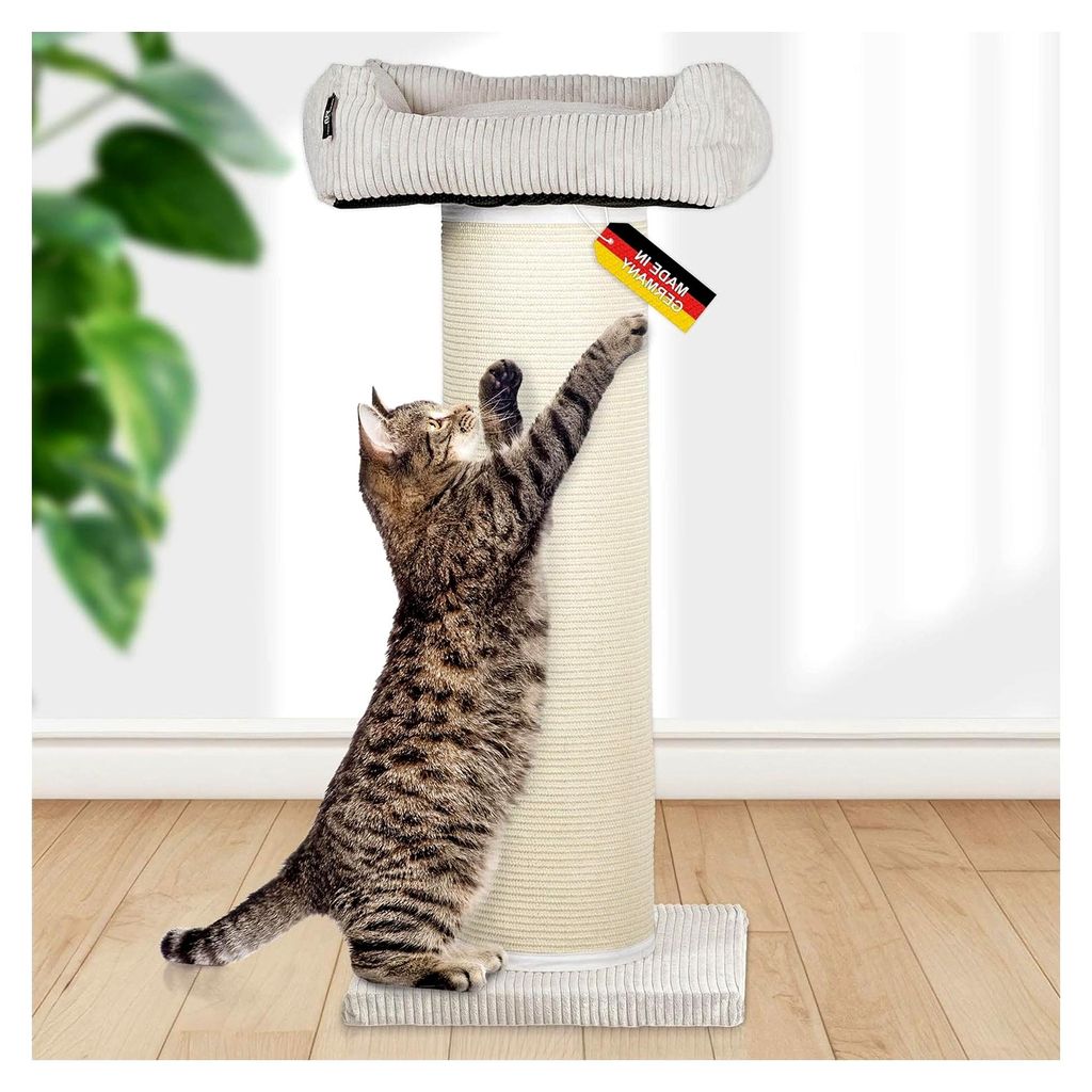 XXL Kratzbaum Frieda – Kratztonne XXL | Austauschbare Kratzmatten stabil | Extra breite Säule | Waschbarer Cord-Bezug | Kratzbaum für große, m...