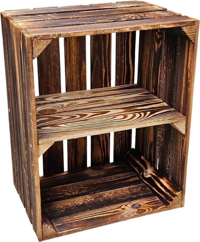 Holzkiste Vintage Geflammt 50 x 40 x 30cm Regal Kurz