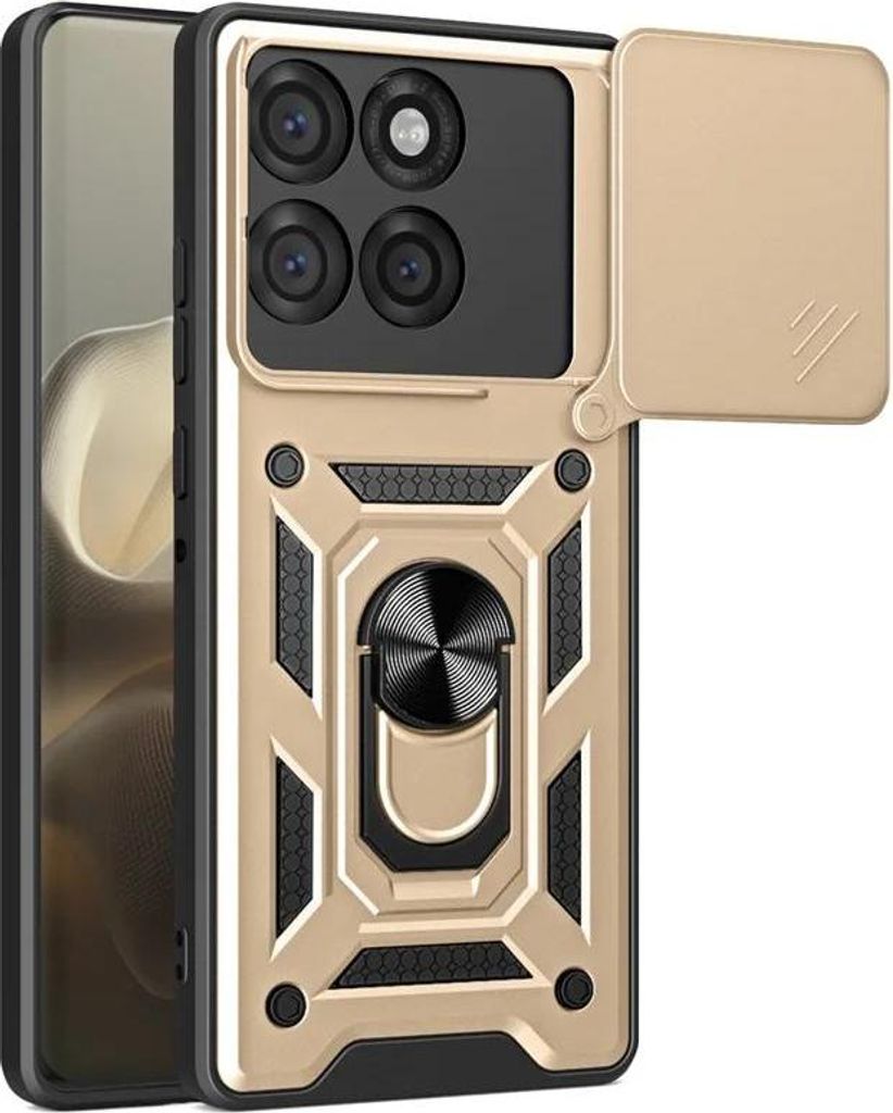 Hülle für Motorola Edge 60 Pro - Phonesta CamShield Back Cover mit Kamera-Slider - Gold