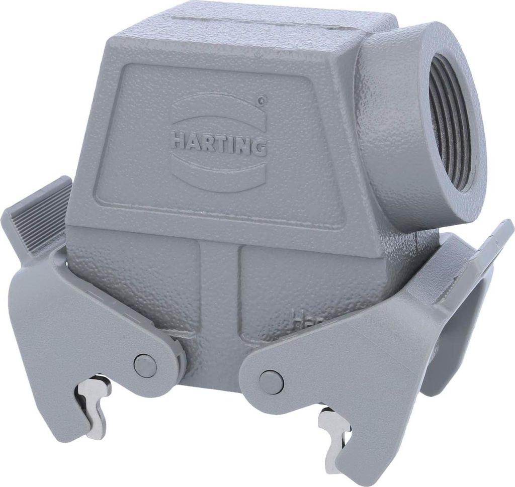 HARTING Han 10B Tüllengehäuse hoch, 1xPG21 seitlicher Kabelabgang, mit 2 Querbügeln Verschraubung PG21 Klemmbereich