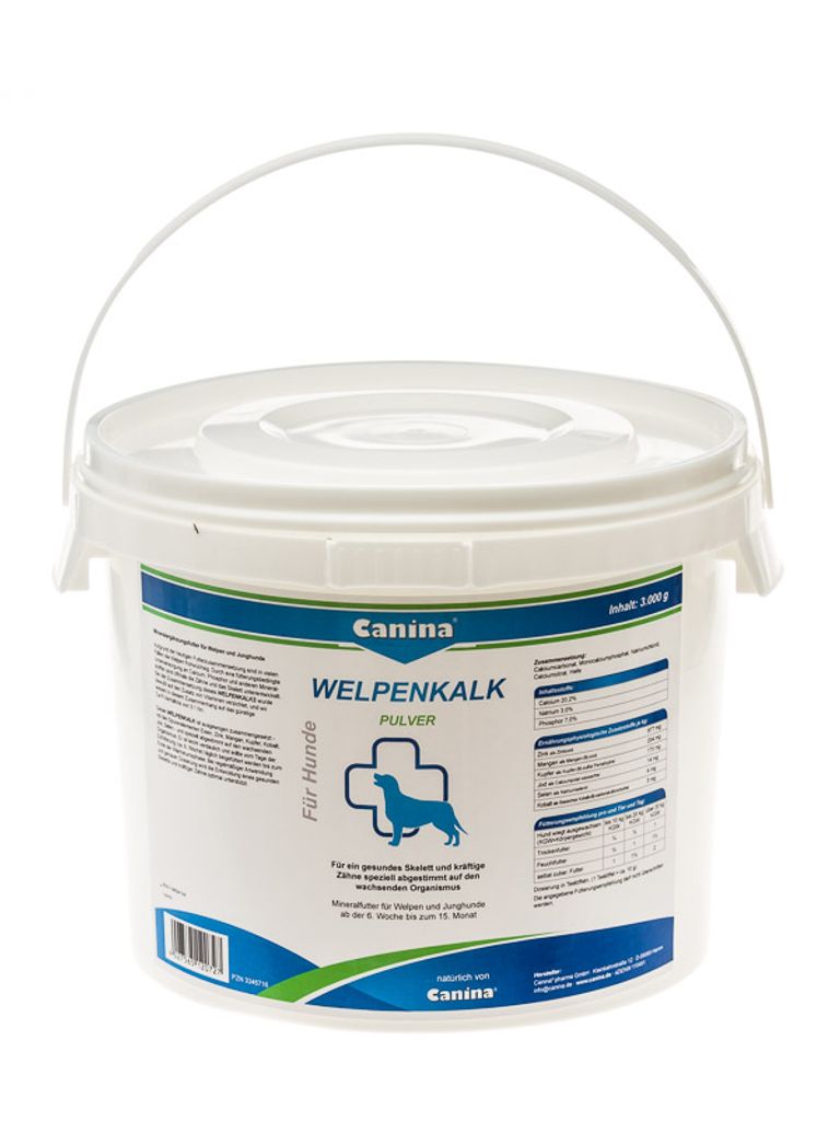 Canina Welpenkalk, Hund, Puder, Gesundheit der Knochen, Allgemeiner Gesundheitszustand, Zahnpflege, Welpe, Kalzium, Topf
