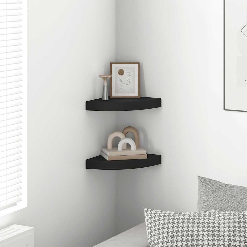 vidaXL Eck-Schweberegale 2 Stk. Schwarz 25x25x3,8 cm MDF