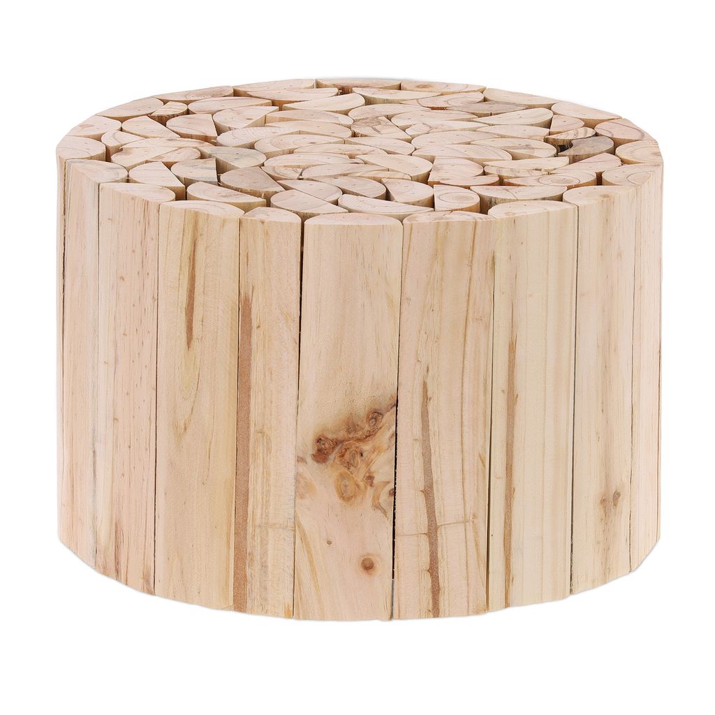 Relaxdays Blumenhocker, Holz, rund, naturbelassen, für Produktbild 
