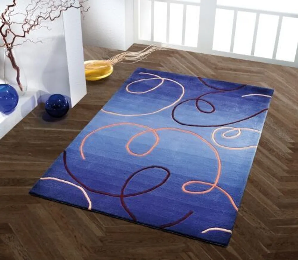 Grand tapis de salon bleu Pluto 1029-05 en 170x240 cm haute qualité