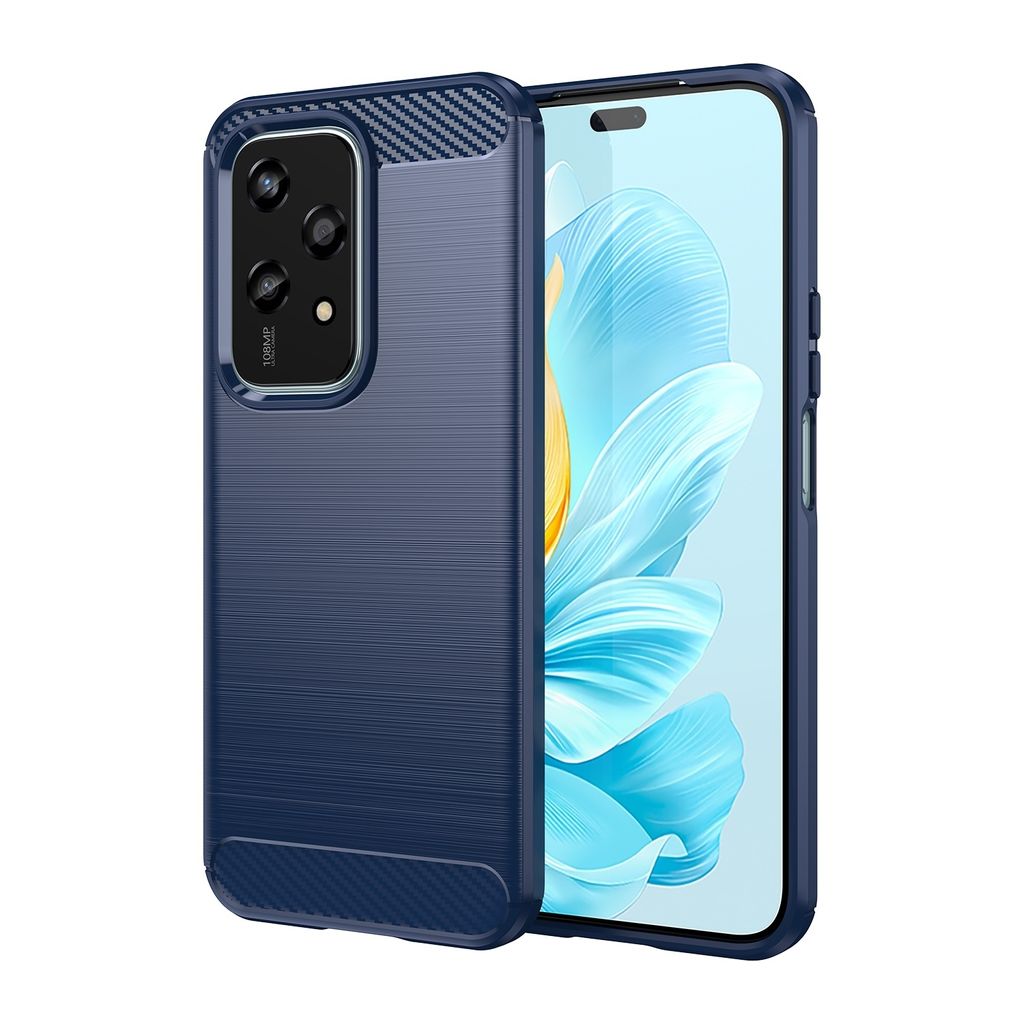 Für Honor 200 Lite Schockfeste Carbon Textur TPU Handy Tasche Cover Case Blau