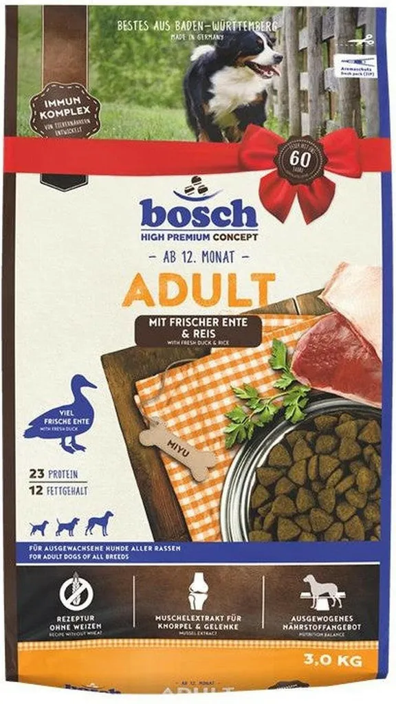 Bosch Croquettes Canard et Riz 3kg - Formule Digestion Facile sans Blé