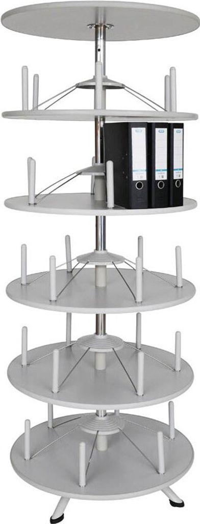 Gürkan Ordnerdrehsäule hellgrau bis zu 120 Ordner Etagen einzeln drehbar H: 200,0 cm