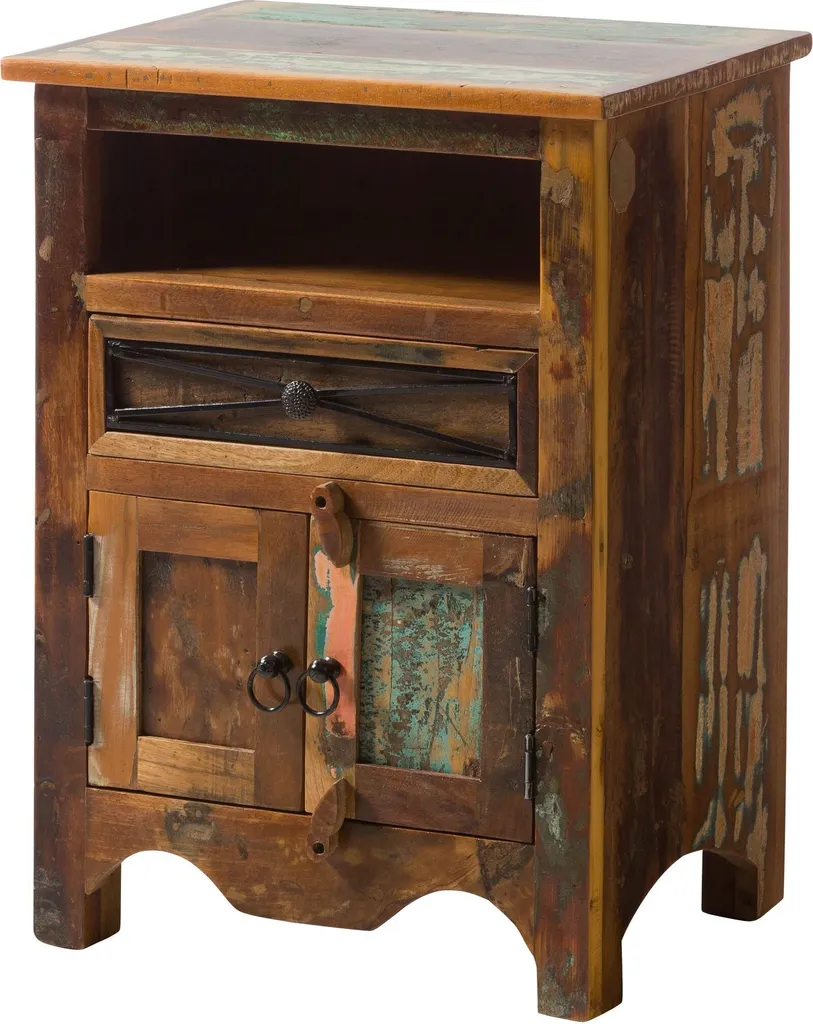 Petite table de nuit en bois recyclé pour déco chambre originale #132