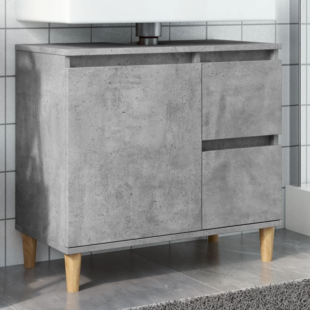 "2026 Promotion" Waschbeckenunterschrank - Badregal - Betongrau 65x33x60 cm Holzwerkstoff - Badezimmer CC31780