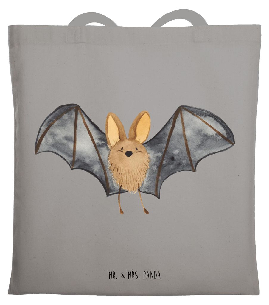 Mr. & Mrs. Panda Jutebeutel Fledermaus Flügel - Light Grey - Geschenk, Schultasche, Laptoptasche, Tasche, Lustige Sprüche, Beutel, Tote Bag