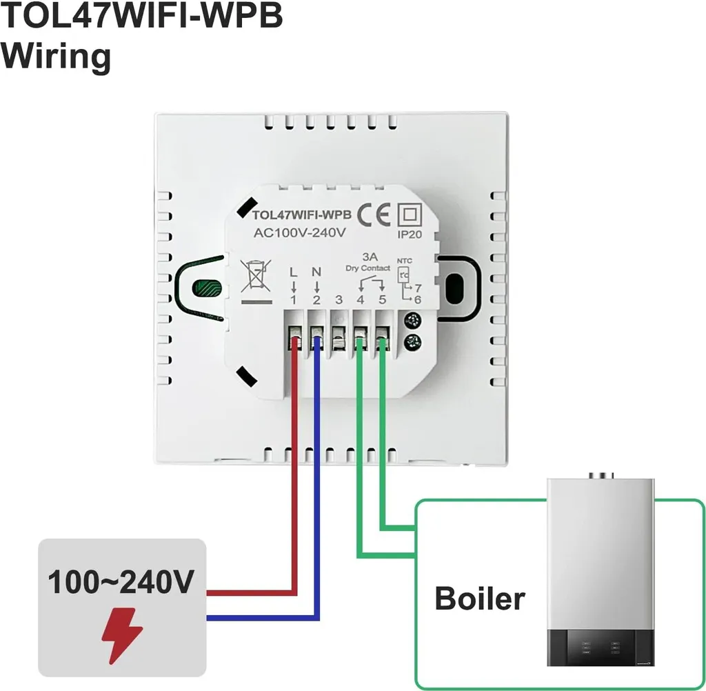 Thermostat Programmable Wi-Fi Beok pour Régulation Chauffage à Distance