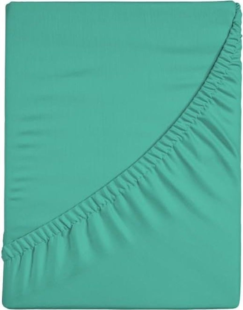 Zer0bed, Spannbettlaken mit Ecken, einfarbig, 100% Baumwolle, 30 cm Maxi-Winkel, 130x200 cm, Aqua,