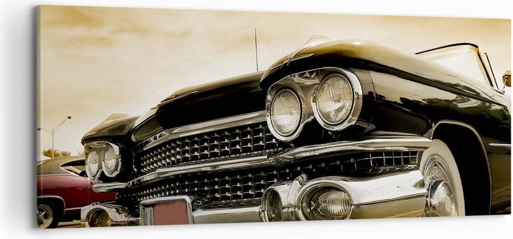 Bild auf Leinwand - Leinwandbild - Auto Chrom Rad - 120x50cm - Wand Bild - Wanddeko - Wandbilder - Leinwanddruck - Bilder - Kunstdruck - Wanddekora...