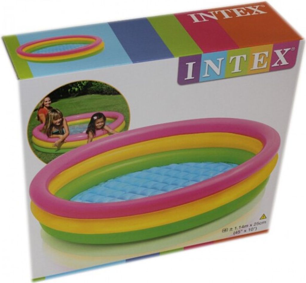 Intex 57412 Sunset Glow Baby Pool Planschbecken aufblasbarer Boden 3-Ringe 114cm