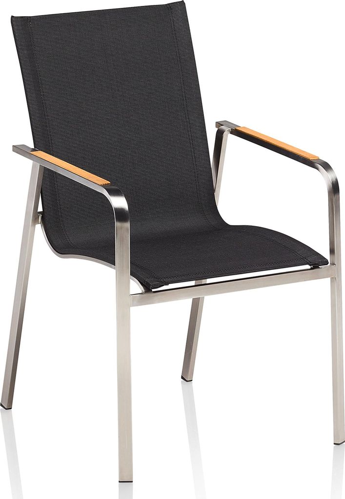 Kettler Edelstahl Diamond Stapelsessel Garten Teak Armlehne Produktbild 