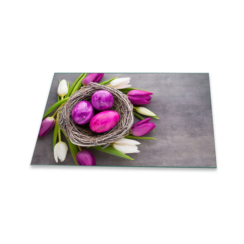 Schermo Protettivo 80x52 Vetro Ceramica Induzione | Fiori Viola High-Res