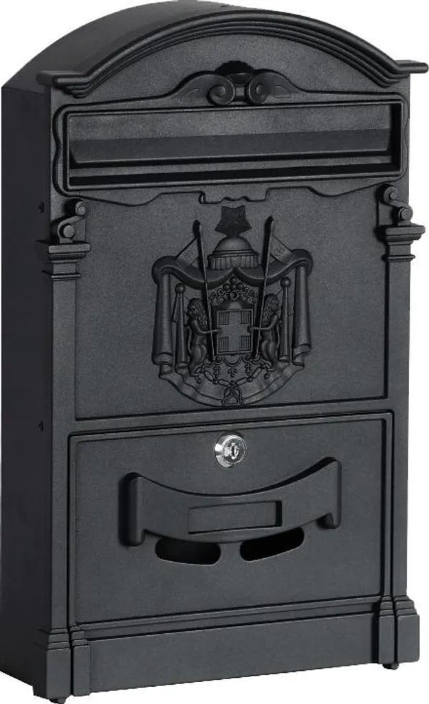 Boîte aux lettres murale rustique vintage en acier noir traité - Modèle V2