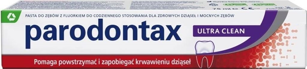 A product shot of a tube of Parodontax toothpaste.