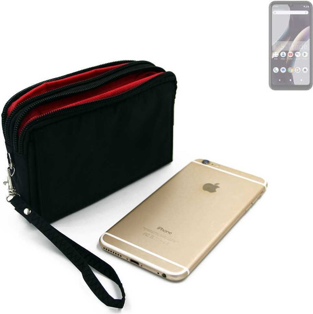 K-S-Trade Schutz Hülle Handy Hülle kompatibel mit BLU G33 Gürteltasche Travelbag Handytasche mit Zusatzfächern, schwarz