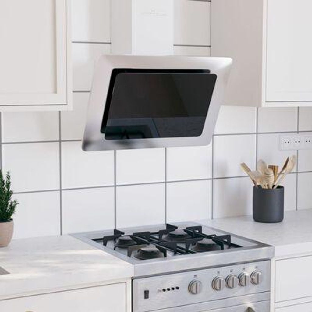 Zimilo Dunstabzugshaube 60cm Schwarz Edelstahl Glas LED Beleuchtung 297m³/h 3 Stufen leise energiesparend waschbarer Filter