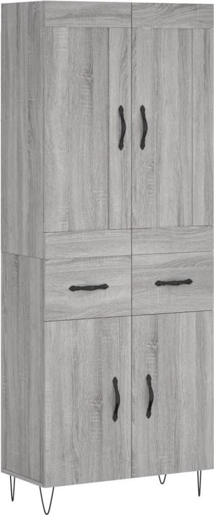 Highboard Grau Sonoma 69,5x34x180 cm Holzwerkstoff