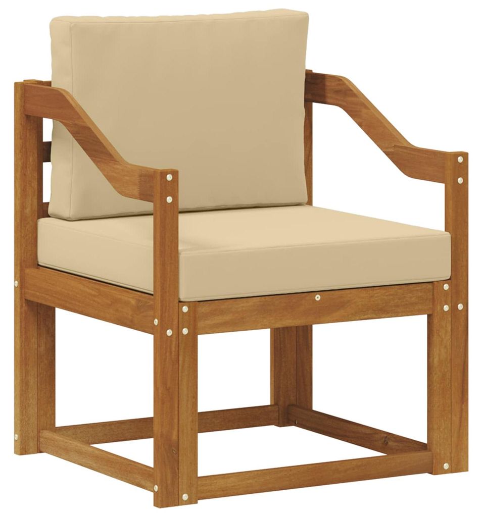 Outdoor-Sofa Massives Akazienholz und Polyester Natur