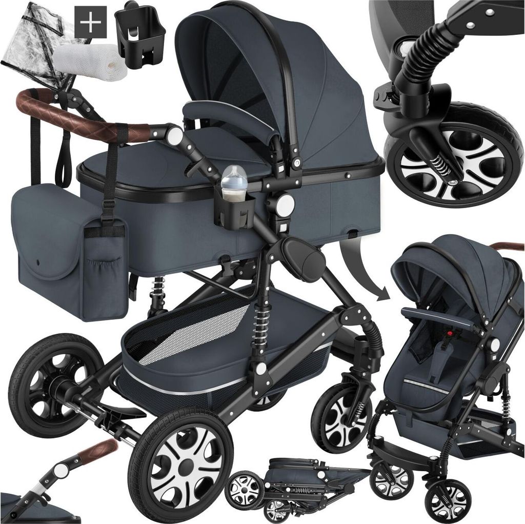 tectake® Kombi-Kinderwagen Mats 2 in 1, klappbar, mit Produktbild 