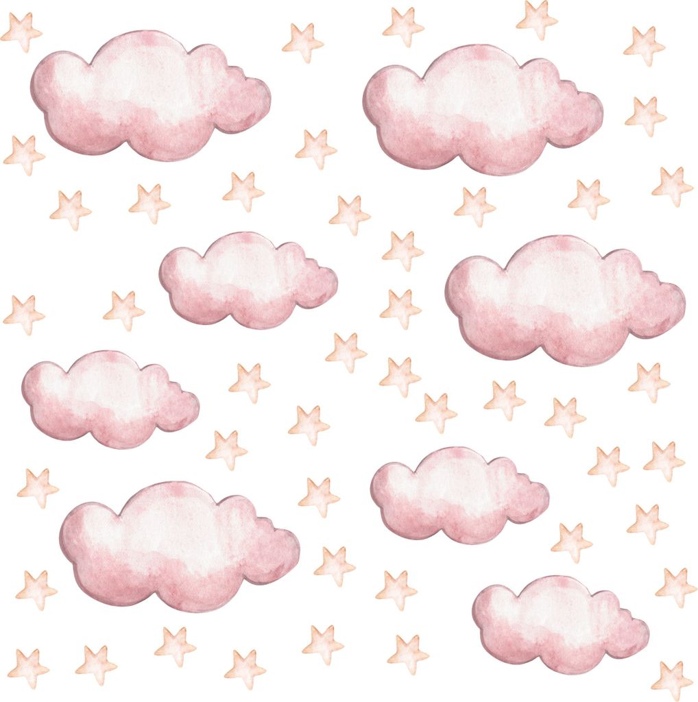 Wandsticker für Mädchen Rosa Wolken Dekoration Kinderzimmer