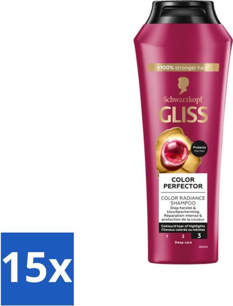 Gliss - Shampoo - Color Protect & Shine - Für langanhaltenden Farberhalt - 250 ml - Vorteilspack - 15 Stücke