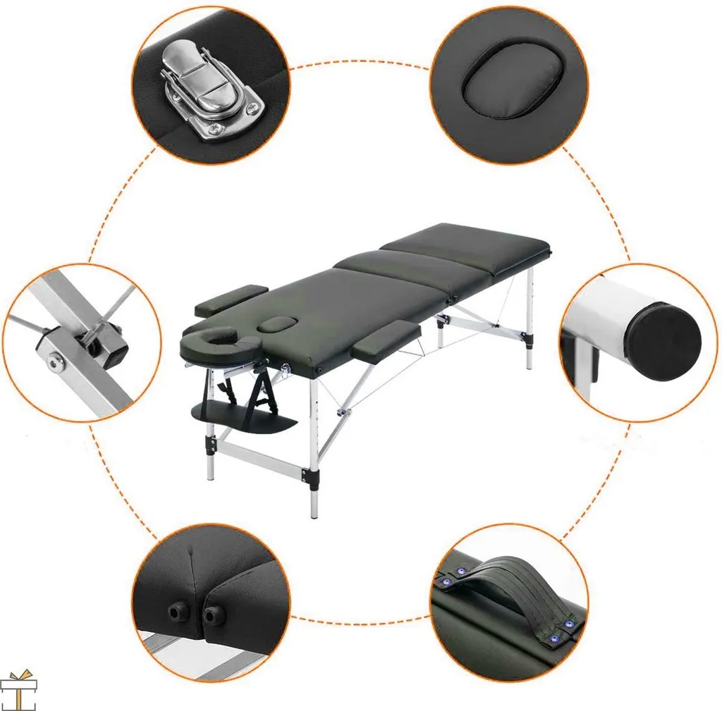 Table de massage ergonomique et légère - Lit de soin noir pliable