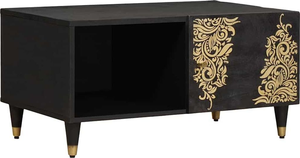 Couchtisch Schwarz 80 x 50 x 40 cm Massivholz Mango