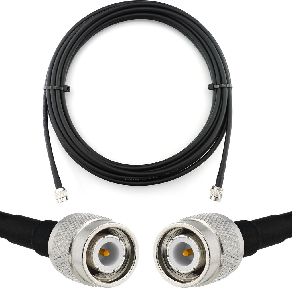 10m TNC Stecker auf TNC Stecker Koaxialkabel — TNC Verlängerungskabel HF-240 (LMR 240 Äquivalent) 10 Meter Jumper Kabel (50 Ohm) — Schwarz An...