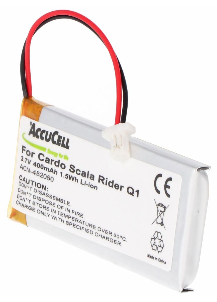 Akku passend für den Cardo Rider Q1, Scala Rider Q1, Q3, Scala Rider Q3, FM, Solo Akku WW452050PL, WW452050PL_C, Cardo Louis Special Edition