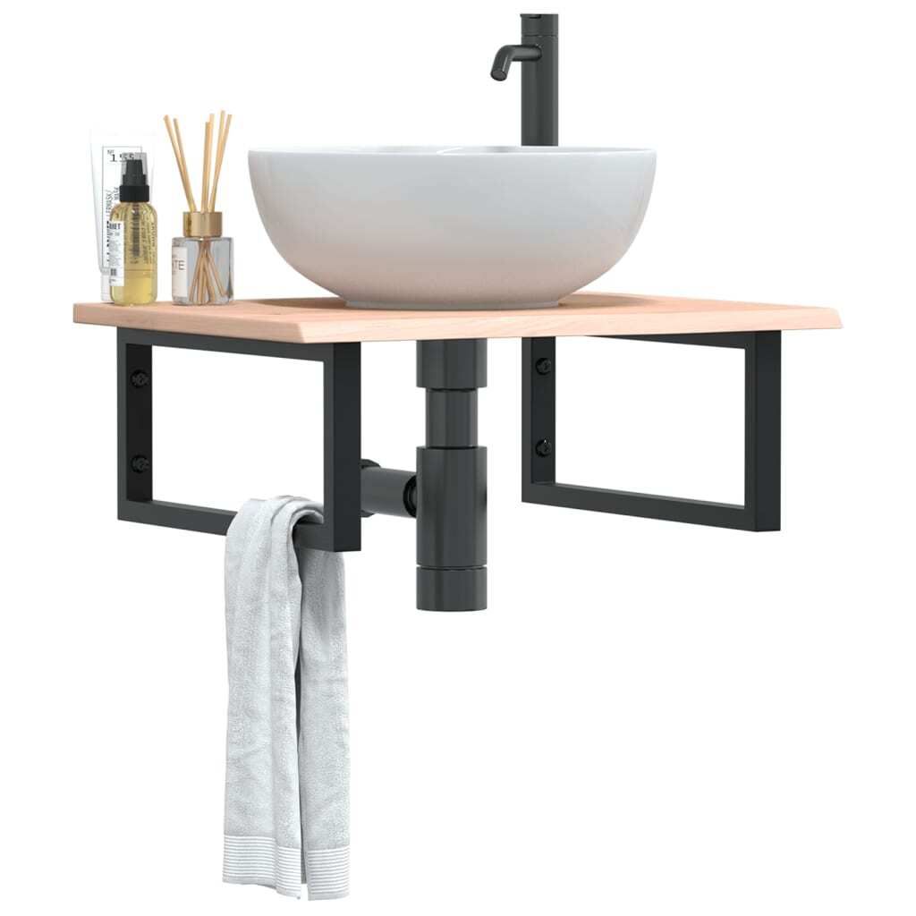 Maison Exclusive - Waschtischplatte mit Halterung Stahl und Massivholz Eiche
