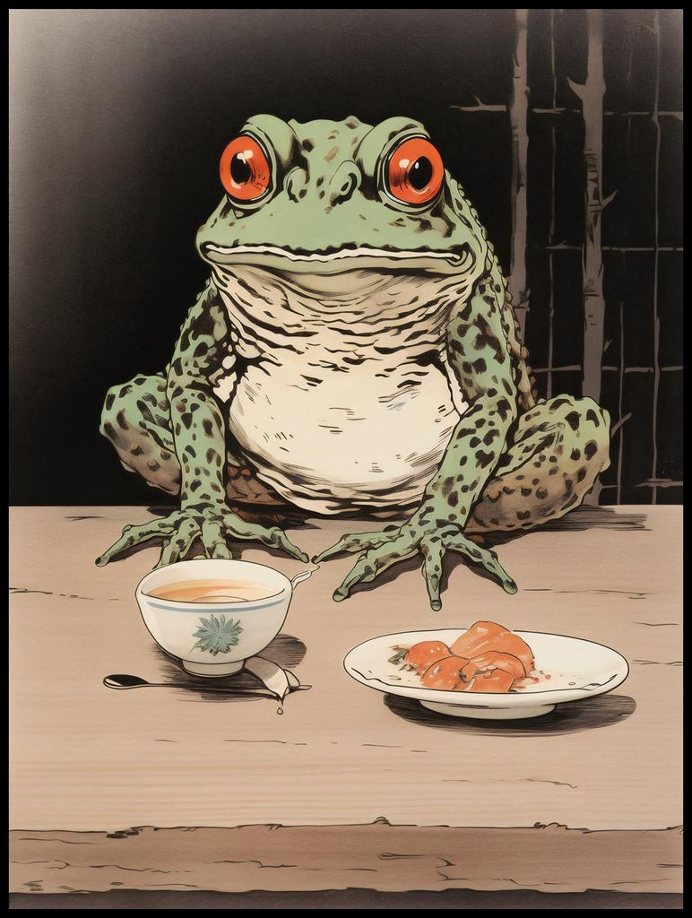Plakat 75x100cm Abendessen im Bambuswald