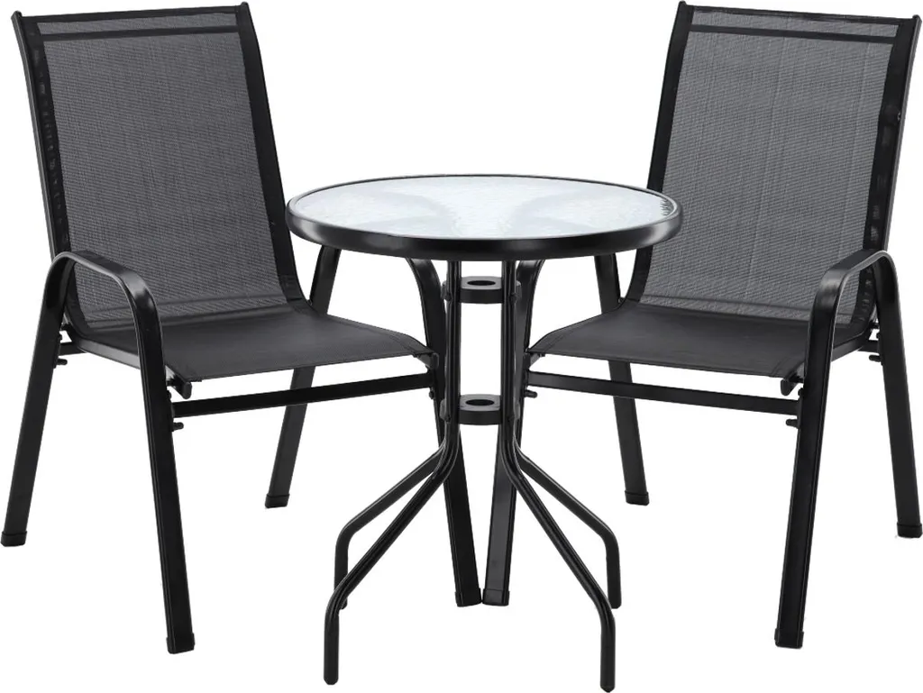 Set Mobili da Giardino ARIANA Nero: Salottino 3 Pezzi per Balcone