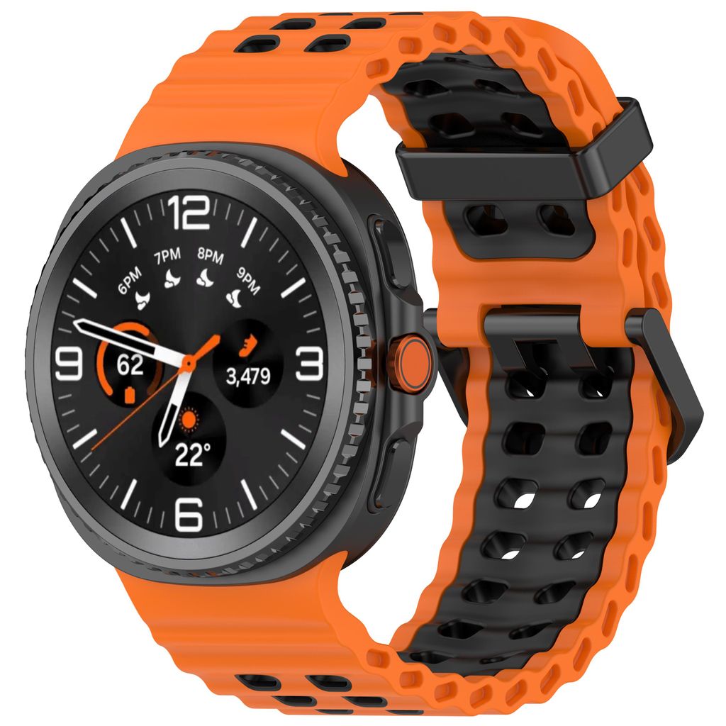 FFO2World Ocean Silikonarmband mit Dornschließe – Für Samsung Galaxy Watch 8 (40/44 mm) & Classic (46 mm) – Atmungsaktiv, wasserdicht, Orange...
