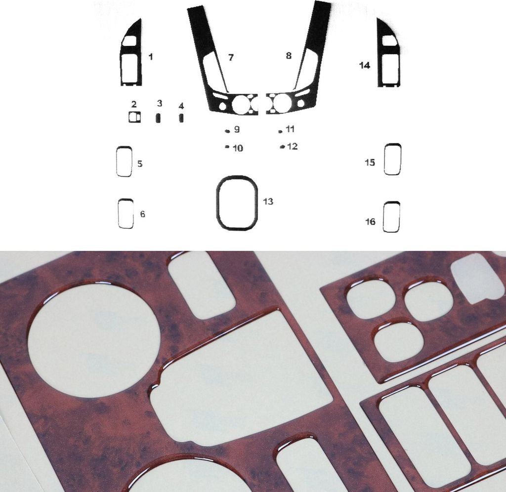 Innenraum Dekor Cockpit für Mitsubishi L200 2007-2014 Wurzelholz Optik 16tlg