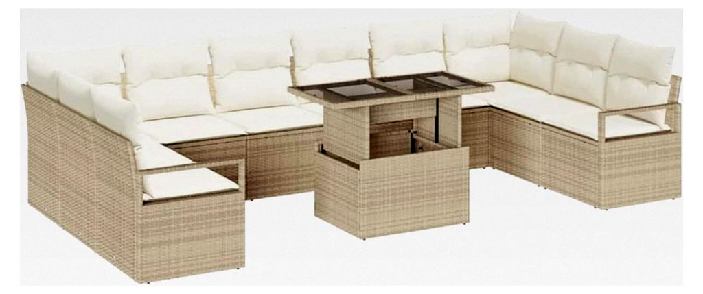 Garten-Sofa-Set mit Kissen, Poly-Rattan, UV-beständig, für Terrassen und Freiluft-Feiern