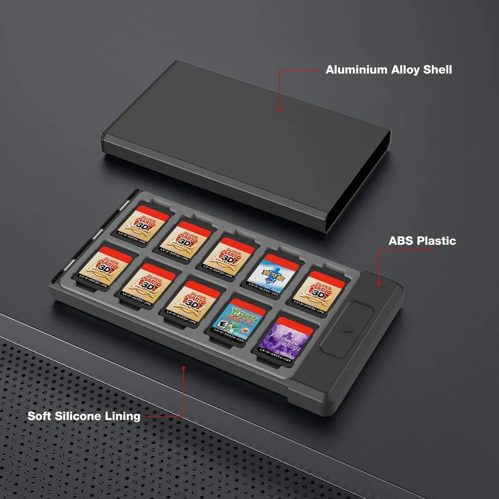 Boîtier Switch Métallique Robuste 20 Slots Jeux et 20 Micro SD Intégrés