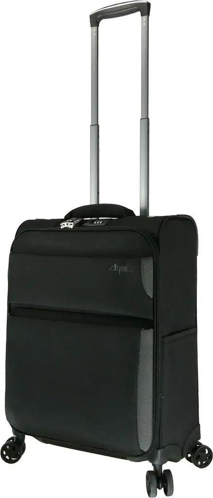 Trolley Cabina 55cm Alpini Arizona 2.0 Nero - Valigia Leggera e Robusta
