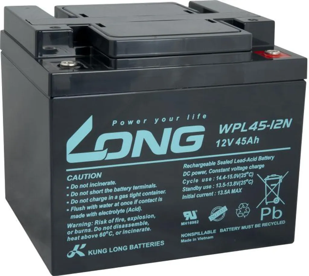 Batterie cyclique 12V 45Ah pour alarme et système solaire LONG