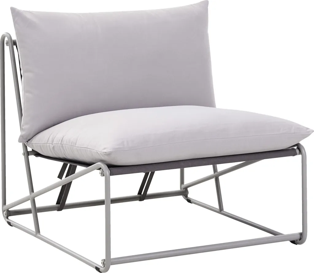 Fauteuil de Jardin avec Coussins Épais et Accoudoir Métal Gris Foncé