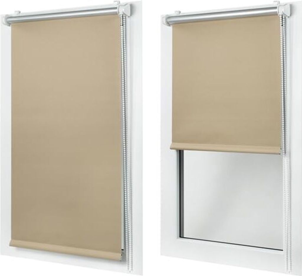 Mako | Rollo - Verdunklungsrollo Klemmfix - 100x120 cm - Cappuccino - 100% Blackout - Energieeffizient